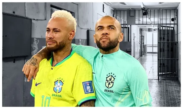 Neymar e Daniel Alves com a camisa da Seleção Brasileira