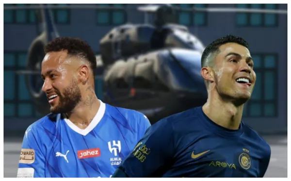 Neymar feliz e Cristiano Ronaldo com a camisa do Al-Nassr