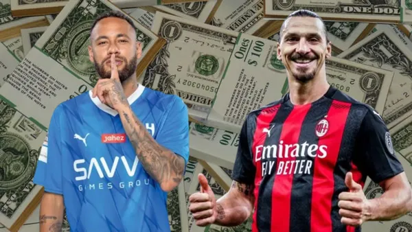 Neymar Júnior e Zlatan Ibrahimovic com dinheiro no fundo