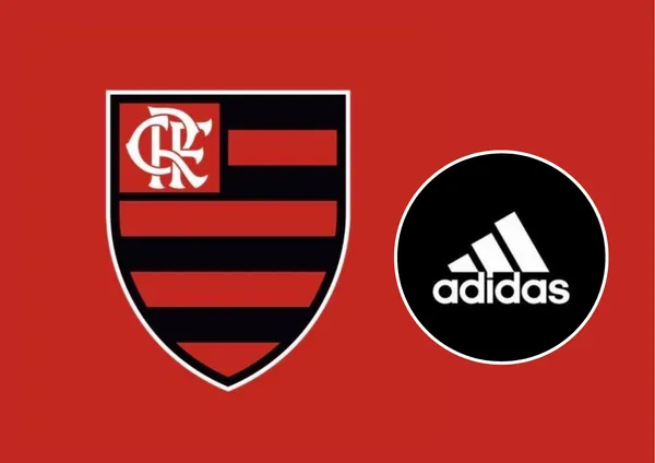 O escudo do Flamengo e ao lado o logo da Adidas
