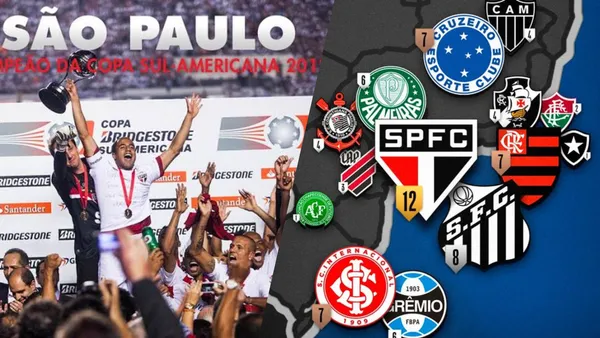 Os times brasileiros com mais títulos em torneios internacionais / X