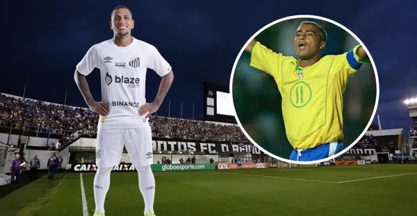 Otero em ação pelo Santos e Romário com a camisa da Seleção Brasileira