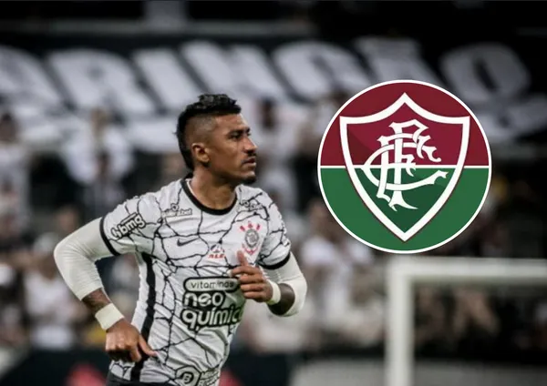 Paulinho e ao lado o escudo do Fluminense