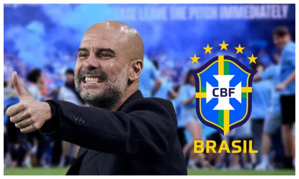 Pep Guardiola e o escudo da Seleção Brasileira