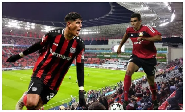 Piero Hincaipié com a camisa do Bayer Leverkusen e Lúcio com a camisa do Bayer Leverkusen