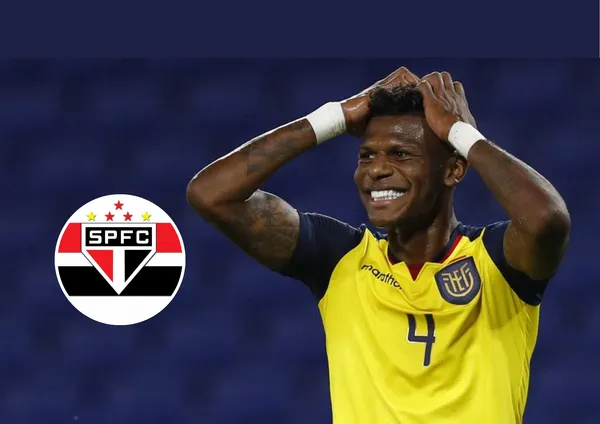 Robert Arboleda e o escudo do São Paulo