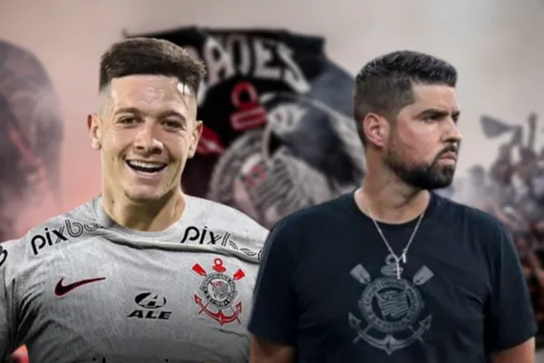 Rodrigo Garro feliz com a camisa do Corinthians e António Oliveira triste com a camisa do Corinthians