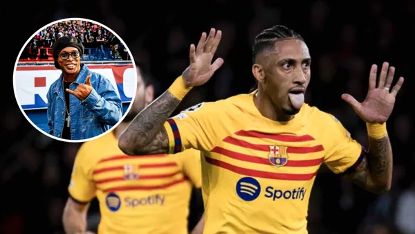 Ronaldinho Gaúcho e Rapinha em ação pelo Barcelona