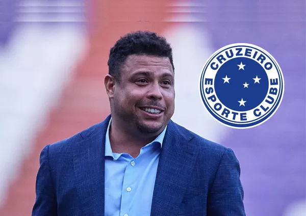 Ronaldo Fenômeno e o escudo do cruzeiro ao lado