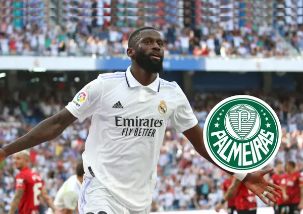 Rudiger e o escudo do Palmeiras