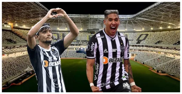 Scarpa e Zaracho com a camisa do Galo