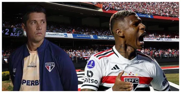 Thiago Carpini com a camisa do São Paulo e Arboleda com a camisa do São Paulo