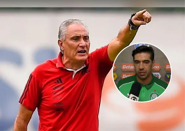 Tite e ao lado Abel Ferreira em uma entrevista