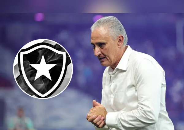 Tite e ao lado o escudo do Botafogo