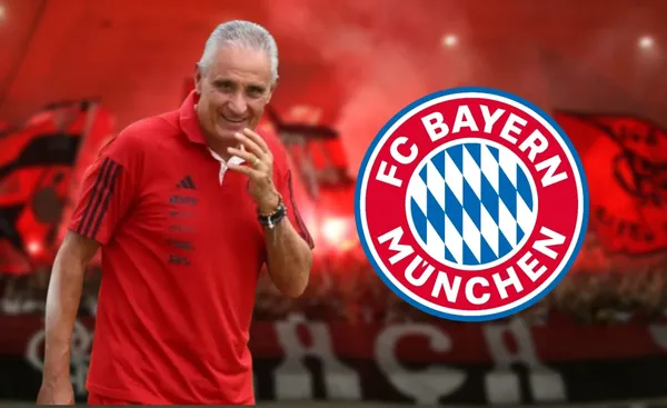 Tite feliz com a camisa do Flamengo e escudo do Bayern