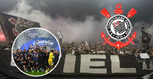 Torcida do Corinthians e elenco do Independiente del Valle durante a Copa Sul-Americana 2022