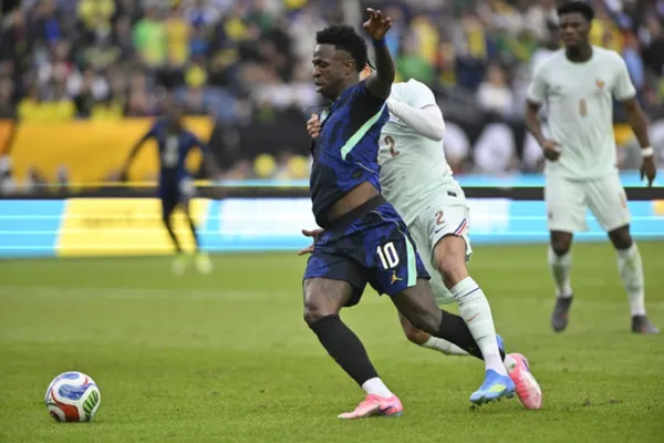 Vini Jr em ação contra a França. Foto: Michael Owens/Getty Images