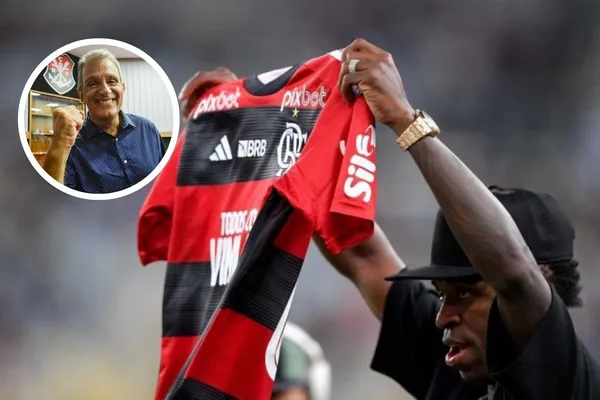 Vini Jr. exibe camisa do Flamengo