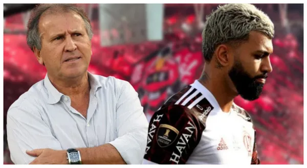 Zico sério e Gabigol com a camisa do Flamengo