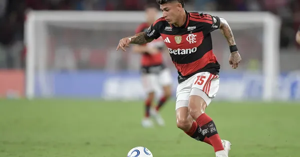 Carrascal jogador do Flamengo durante partida contra o Independiente Medellín no estádio Maracanã pelo campeonato Copa Libertadores 2026. Foto: Thiago Ribeiro/AGIF