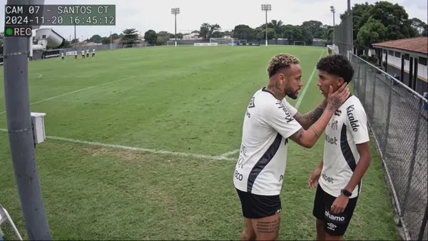 IA recria briga entre Robinho Junior e Neymar em treino do Santos; veja as imagens