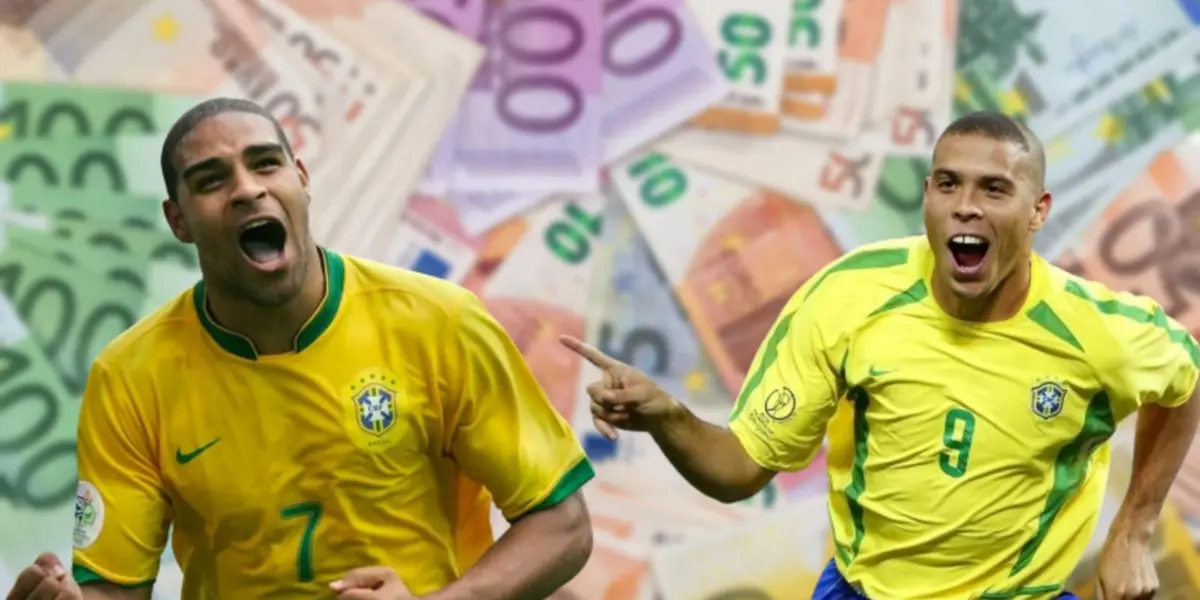 Adriano e Ronaldo com a camisa da Seleção Brasileira