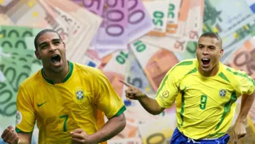 Adriano e Ronaldo com a camisa da Seleção Brasileira