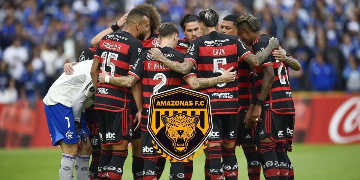Elenco do Flamengo antes de partida do clube pela Libertadores