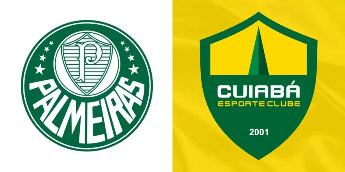 Escudo do Palmeiras e ao lado o escudo do Cuiabá