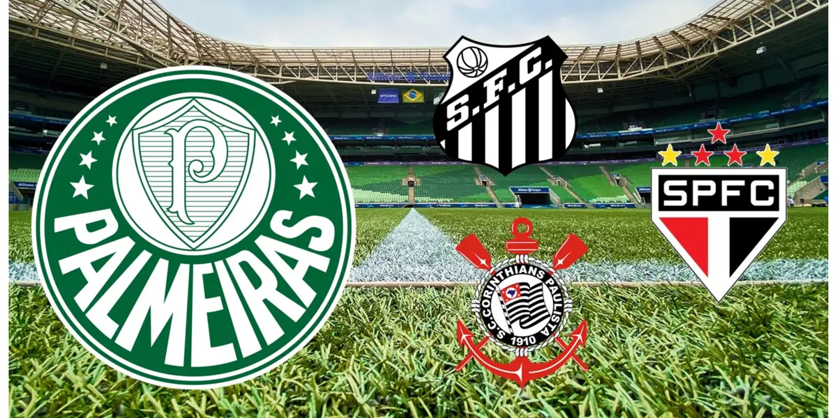 Escudos do Palmeiras, Santos, São Paulo e Corinthians