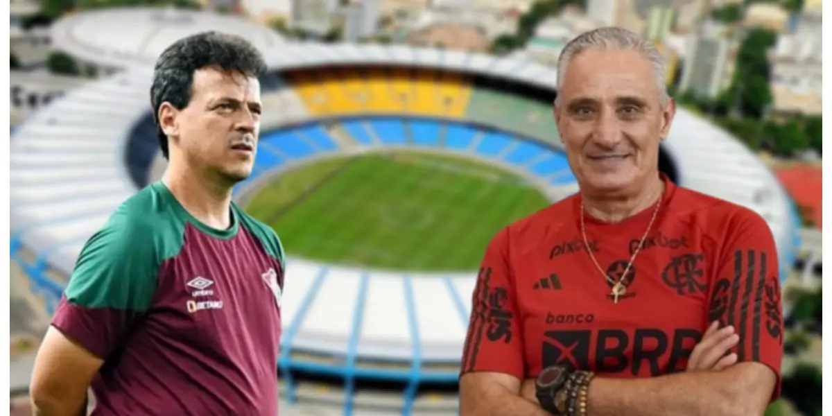 Fernando Diniz com a camisa do Fluminense e Tite com a do Flamengo