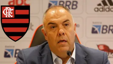 Marcos Braz em entrevista coletiva no Flamengo