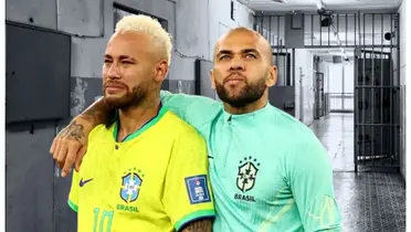 Neymar e Daniel Alves com a camisa da Seleção Brasileira