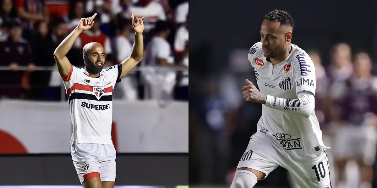 A conversa entre Lucas e Neymar (Foto: São Paulo e Santos)