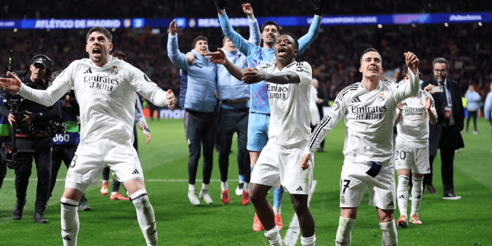 A reação de Vini Jr após se classificar na Champions League (Foto: Real Madrid)