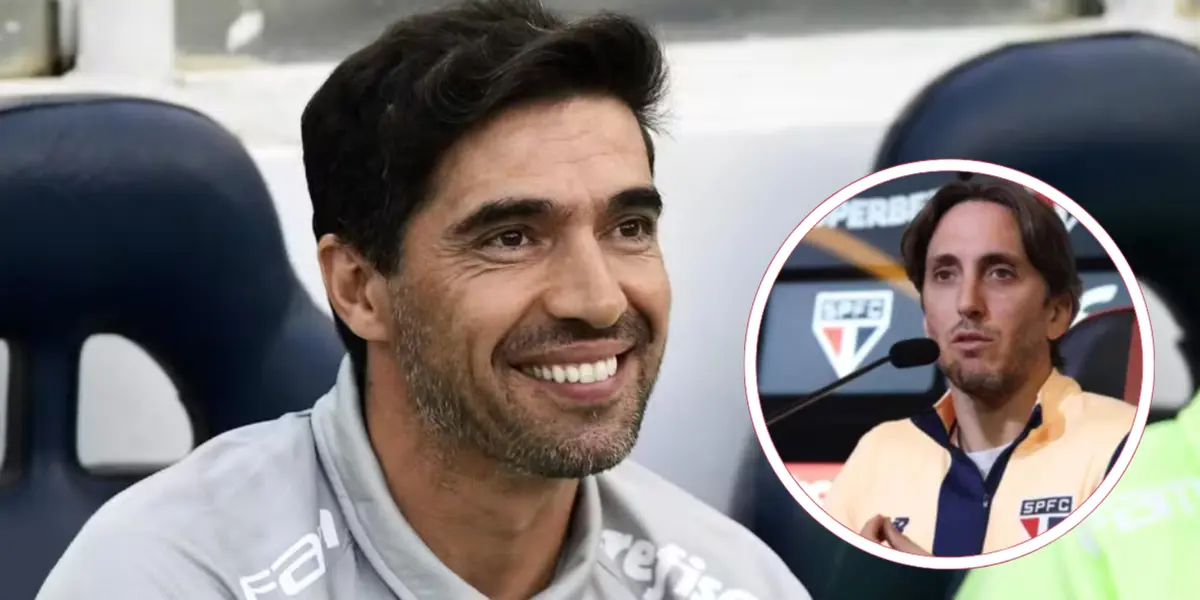 Abel Ferreira no Palmeiras e Zubeldía em entrevista coletiva no São Paulo