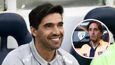 Abel Ferreira no Palmeiras e Zubeldía em entrevista coletiva no São Paulo