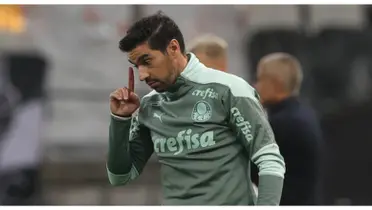 Abel Ferreira triste com a camisa do Palmeiras
