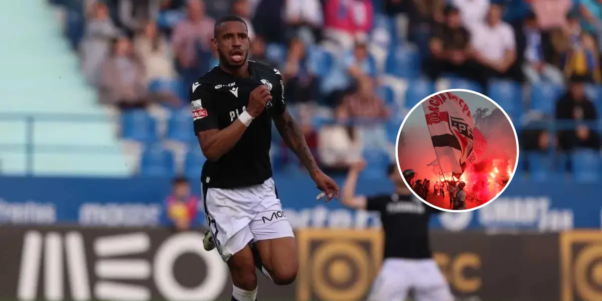 André Silva comemora gol pelo seu antigo clube, o Vitória de Guimarães de Portugal