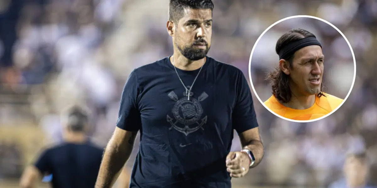 António Oliveira e ao lado o goleiro Cássio