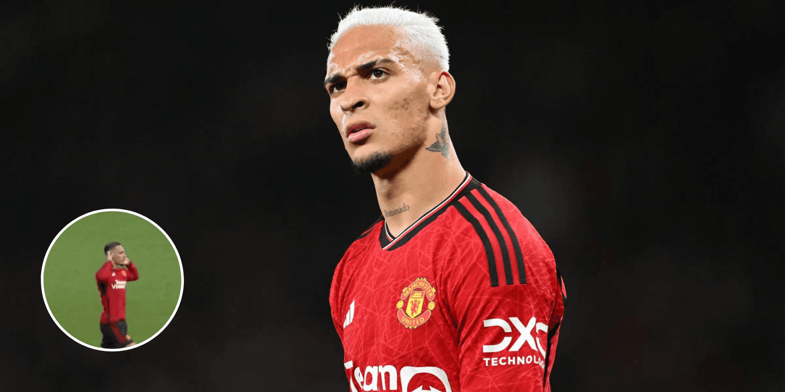 Antony em partida do Manchester United
