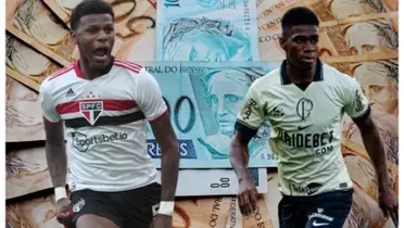 Arboleda com a camisa do São Paulo e Félix Torres com a camisa do Corinthians