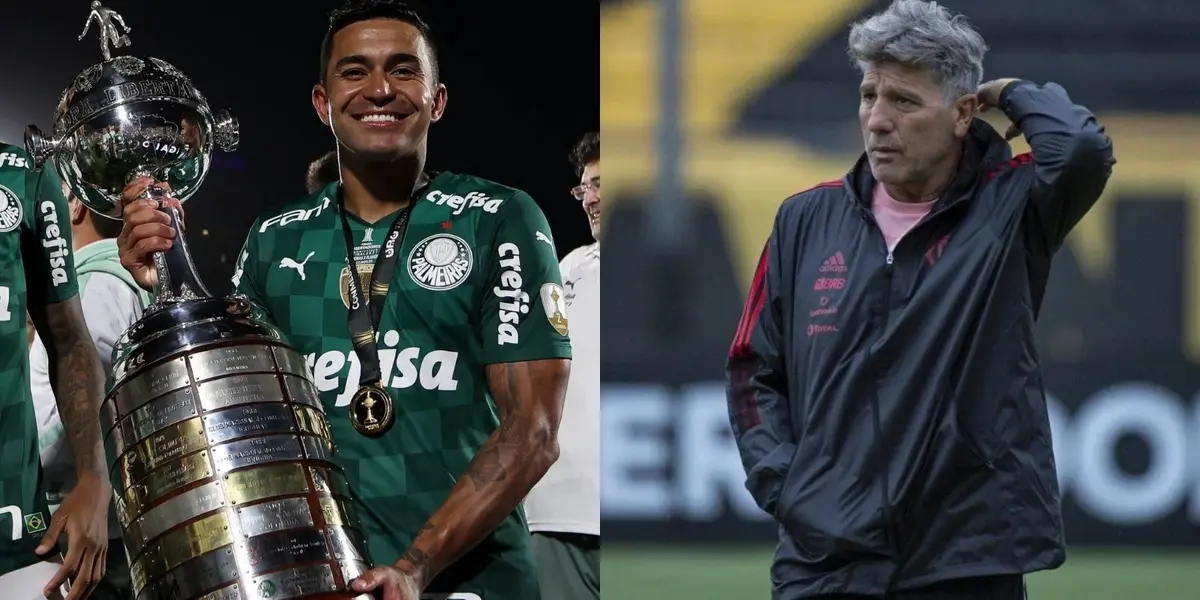 Atacante do Palmeiras não perdeu a oportunidade de provocar Renato Portaluppi após perder a Libertadores e ser demitido do Flamengo