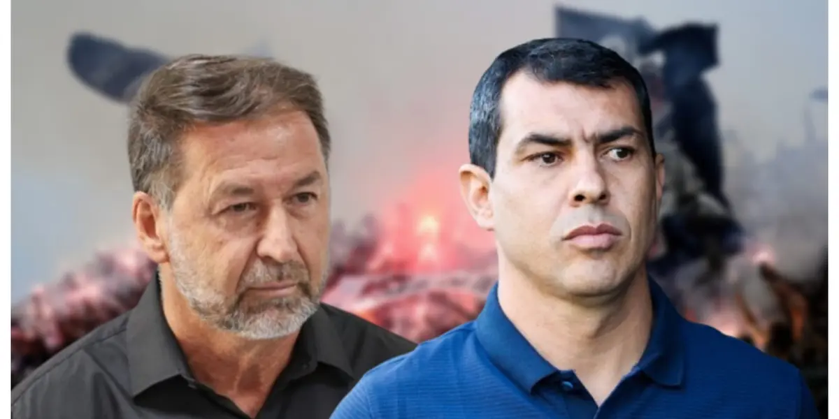 Augusto Melo e Fábio Carille com a camisa do Corinthians