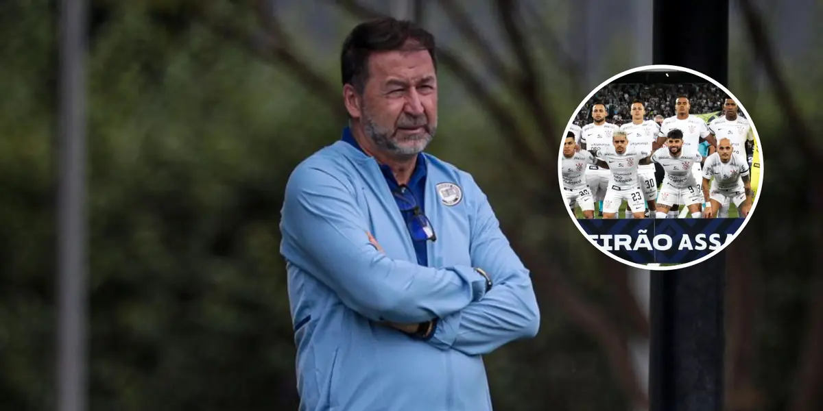 Augusto Melo observa treino do Corinthians