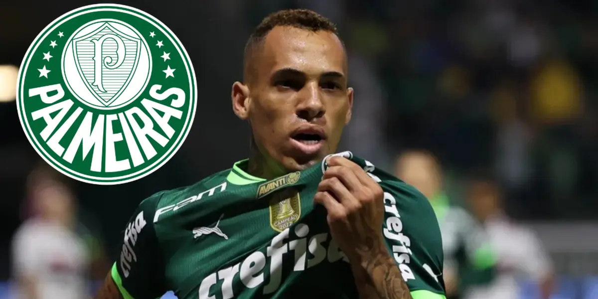 Breno Lopes comemorando pelo Palmeiras
