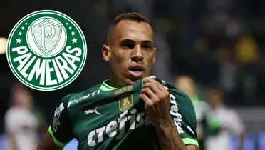 Breno Lopes comemorando pelo Palmeiras