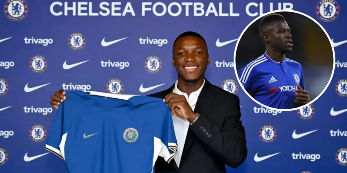 Caicedo durante apresentação no Chelsea e Ramires em ação pelos Blues