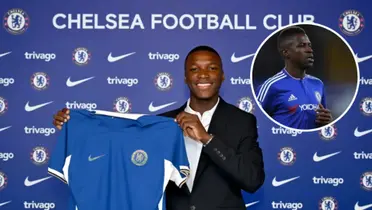 Caicedo durante apresentação no Chelsea e Ramires em ação pelos Blues