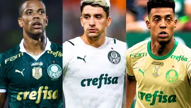 Caio Paulista, Piquerez e Vanderlan com a camisa do Palmeiras